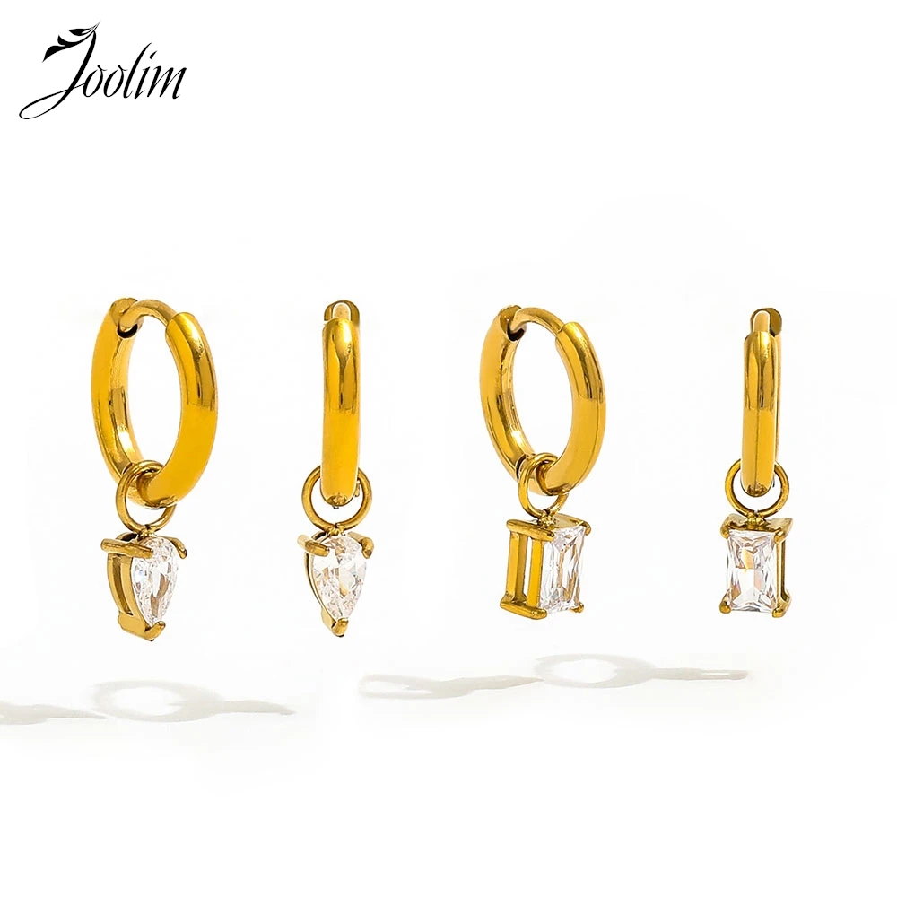 Joolim Jewelry High Quality PVD Wholesale No Fade Fashion Waterdrop&Rectangle Zirconia Huggie Stainless Steel Earring for Women
Joolim Jewelry High Quality PVD Wholesale No Fade Fashion Waterdrop&Rectangle Zirconia Huggie Stainless Steel Earring for Women