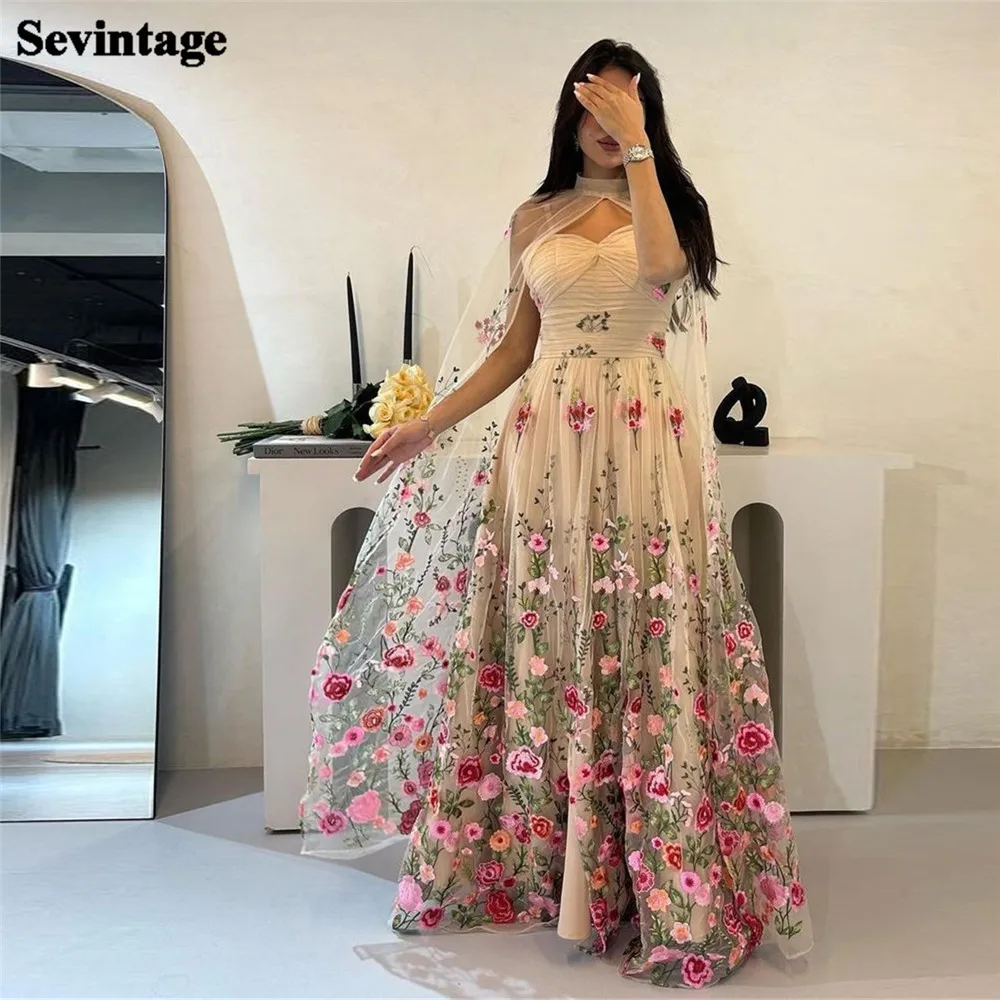 Sevintage Hearty Tulle Evening Dresses O-Neck Cap Sleeves 3D Flowers Floor Length Formal Women Prom Gown Special Occasion Dress
Sevintage Hearty Tulle Evening Dresses O-Neck Cap Sleeves 3D Flowers Floor Length Formal Women Prom Gown Special Occasion Dress