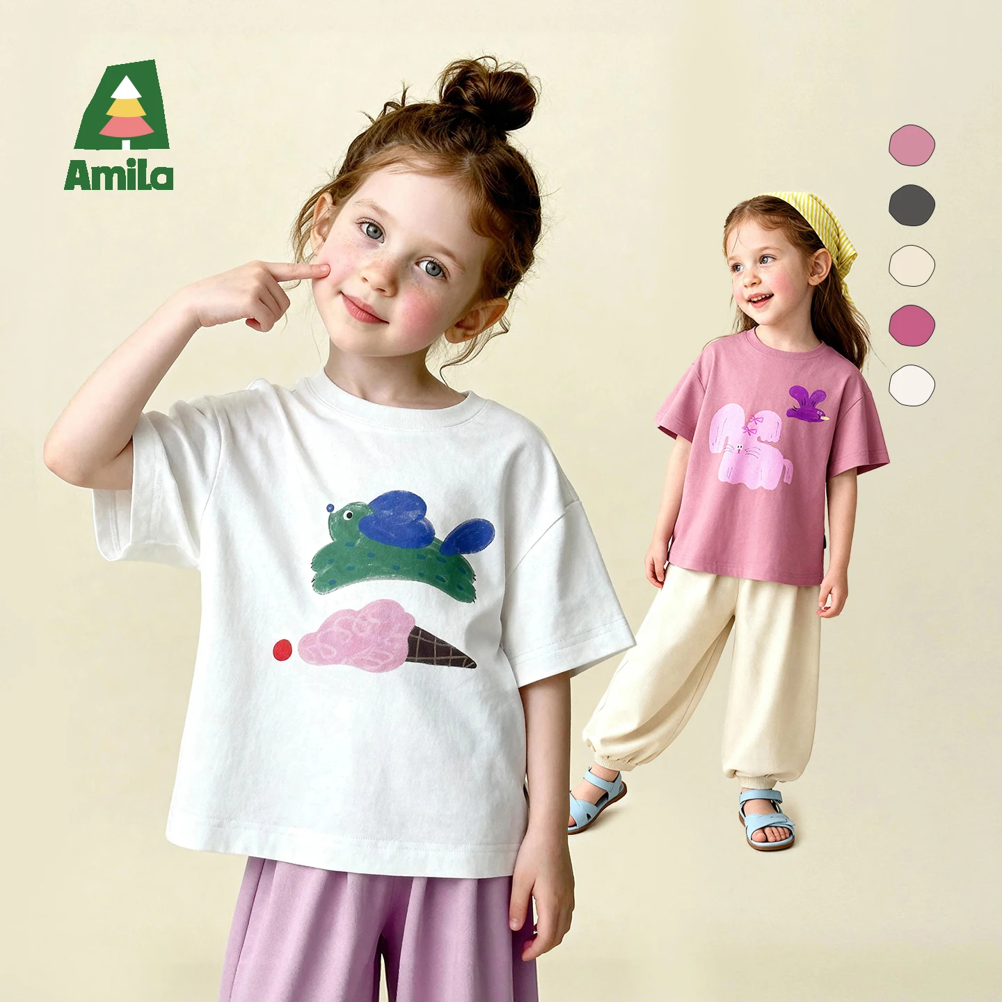 Amila 2026 Summer New Children's T-Shirt, Featuring Fun Animal Prints, Soft And Cute, Suitable For Daily Wear, Short-Sleeved
Amila 2026 Summer New Children's T-Shirt, Featuring Fun Animal Prints, Soft And Cute, Suitable For Daily Wear, Short-Sleeved