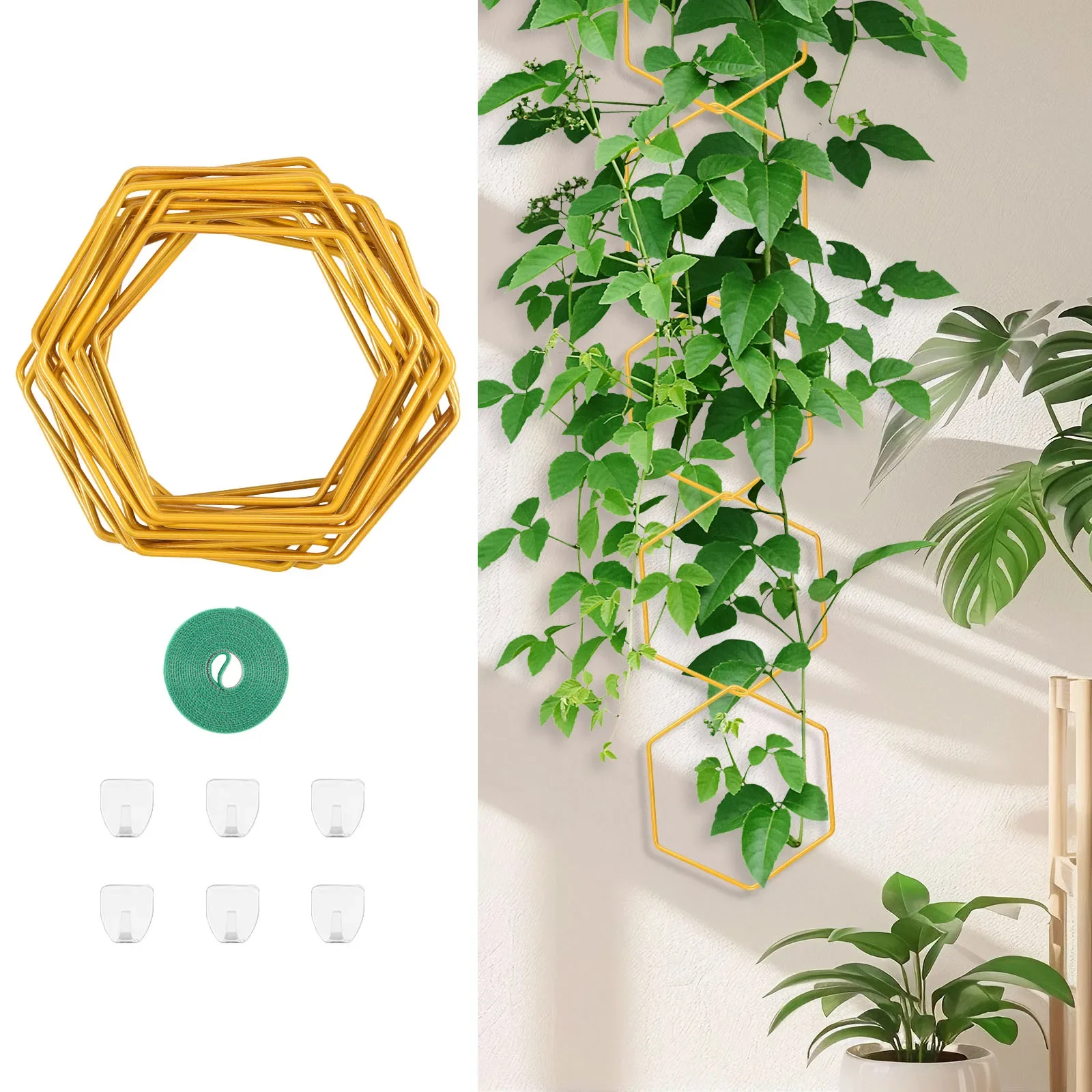 18Pcs Plant Climbing Chain Trellis Metal Rustproof Hexagonal Wall Hanging Trellis Support Kit with Hook for Indoor Outdoor Vine
18Pcs Plant Climbing Chain Trellis Metal Rustproof Hexagonal Wall Hanging Trellis Support Kit with Hook for Indoor Outdoor Vine