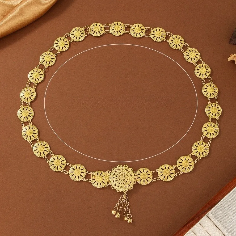 Retro Water-Sprinkling Festival Waist Chain Hollow Out Carved Design Thai Belly Waist Chain Gold Color Tassel Detail Metal Belt
Retro Water-Sprinkling Festival Waist Chain Hollow Out Carved Design Thai Belly Waist Chain Gold Color Tassel Detail Metal Belt