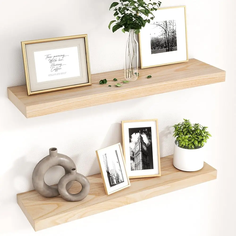 Natural Wood Floating Shelves For Wall, 30 H Wood Floating Shelves Set Of 2, Natural Wooden Wall Shelves For Living Room
Natural Wood Floating Shelves For Wall, 30 H Wood Floating Shelves Set Of 2, Natural Wooden Wall Shelves For Living Room