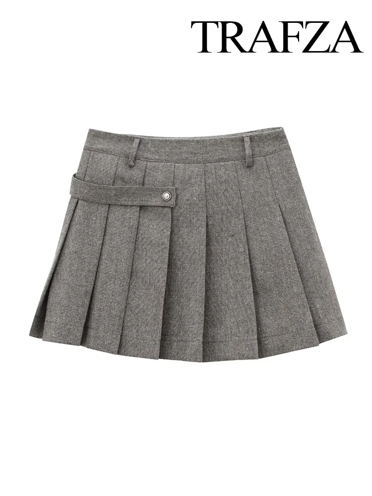 TRAFZA Women's Fashion Versatile Series Wool Blended Wide Pleated Skirt Female Elegant High Waist Sexy Zipper Pleated Mini Skirt
TRAFZA Women's Fashion Versatile Series Wool Blended Wide Pleated Skirt Female Elegant High Waist Sexy Zipper Pleated Mini Skirt