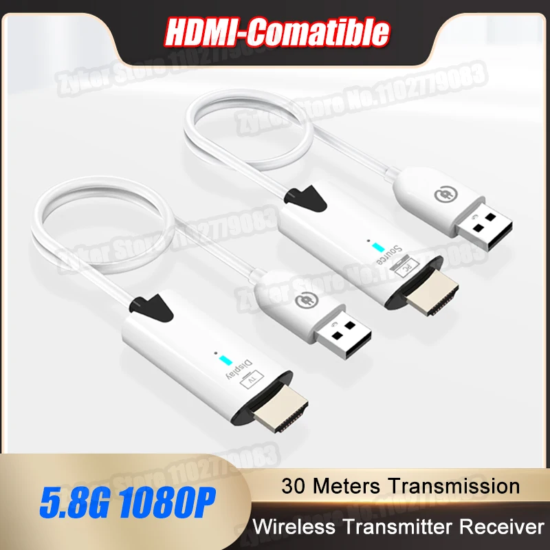 HDMI-Compatible 30M Wireless Transmitter Receiver 5.8G 1080P Video Audio Extender Display Adapter Dongle For TV Box Projector PC
HDMI-Compatible 30M Wireless Transmitter Receiver 5.8G 1080P Video Audio Extender Display Adapter Dongle For TV Box Projector PC