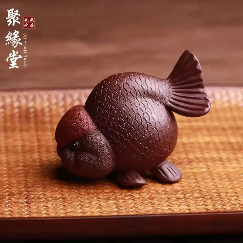 Yixing High-Quality Purple Sand Pet Ornaments Goldfish Luck And Good Fortune Jinqing Fully Handmade Kung Fu Set Tea Play Can Be
Yixing High-Quality Purple Sand Pet Ornaments Goldfish Luck And Good Fortune Jinqing Fully Handmade Kung Fu Set Tea Play Can Be