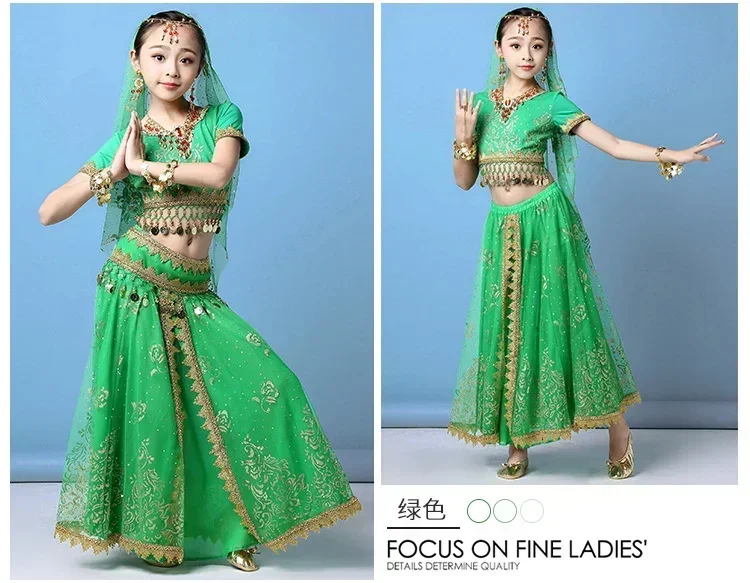 Costume Set For Kid India Dance Dress Belly Dance Clothes Stage Performance Chiffon Suit 4Pcs/Set sari enfant girl
Costume Set For Kid India Dance Dress Belly Dance Clothes Stage Performance Chiffon Suit 4Pcs/Set sari enfant girl