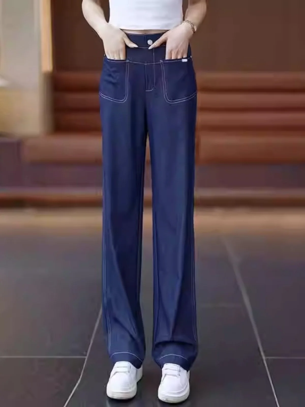 Spring Summer New Style Women's Slim Wide Leg Jeans Viscose Denim Thin Nine Points Pants High Waist Deep Color
Spring Summer New Style Women's Slim Wide Leg Jeans Viscose Denim Thin Nine Points Pants High Waist Deep Color