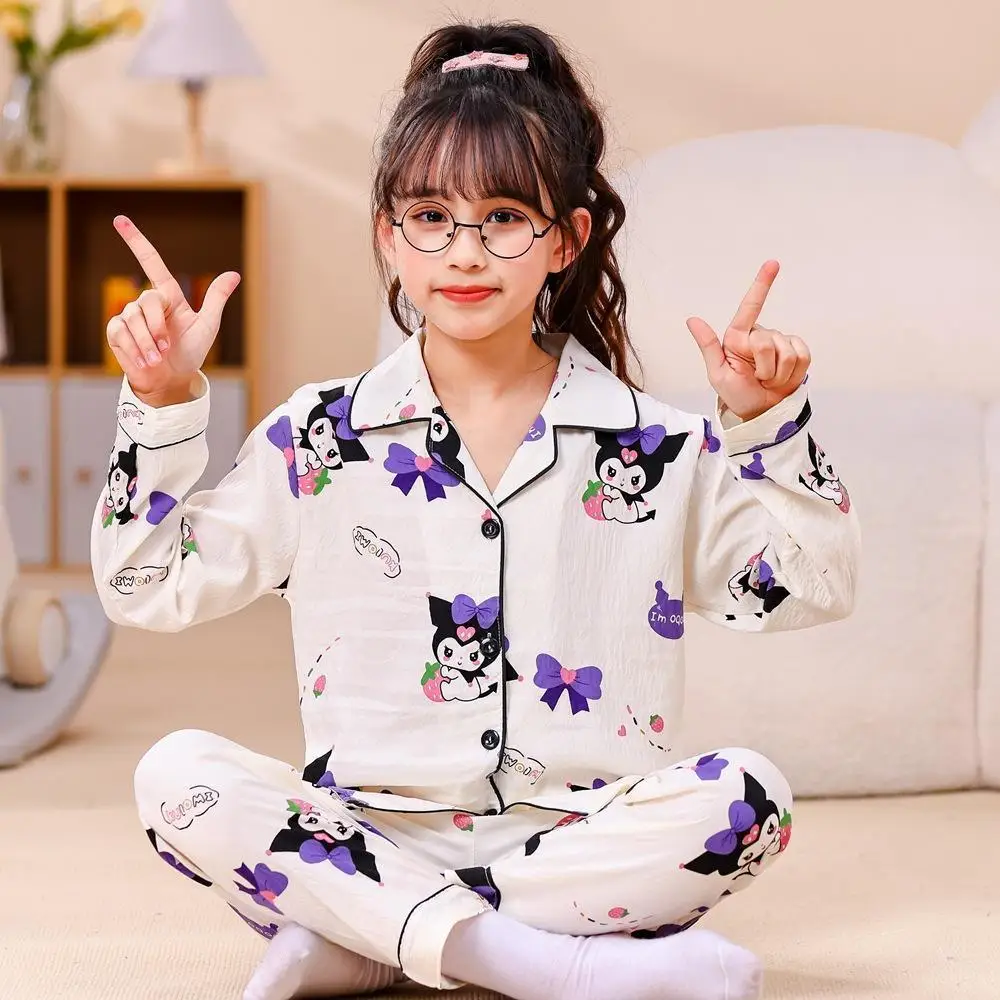 Kawaii Sanrios аниме Kuromi детский пижамный комплект летние штаны с длинными рукавами с героями мультфильмов свободная модная домашняя одежда с лацканами для отдыха с героями мультфильмов
Kawaii Sanrios аниме Kuromi детский пижамный комплект летние штаны с длинными рукавами с героями мультфильмов свободная модная домашняя одежда с лацканами для отдыха с героями мультфильмов