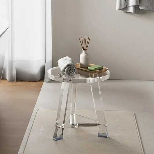 Acrylic round tripod stool bathroom rack short transparent non-slip shower bath heavy duty corner rack
Acrylic round tripod stool bathroom rack short transparent non-slip shower bath heavy duty corner rack