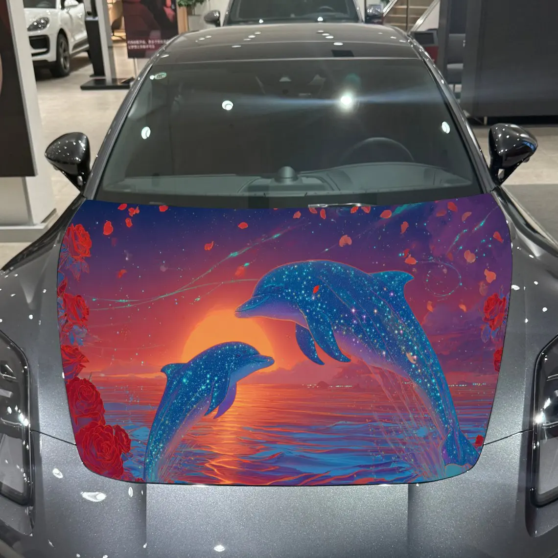 Dolphin Rose Sunset Mystic Thrill PVC Car Hood Wraps, Self-Adhesive Waterproof Car Bonnet Decal Sticker, Car Decoration Protecti
Dolphin Rose Sunset Mystic Thrill PVC Car Hood Wraps, Self-Adhesive Waterproof Car Bonnet Decal Sticker, Car Decoration Protecti