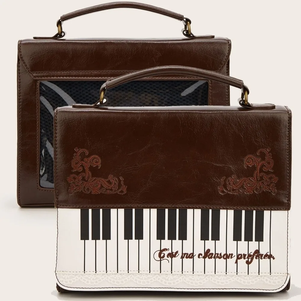 Vintage Piano Shoulder Bag Leather Brown Square Crossbody Bag Personalized Feature Patchwork Contrast Transparent Ita Backpack
Vintage Piano Shoulder Bag Leather Brown Square Crossbody Bag Personalized Feature Patchwork Contrast Transparent Ita Backpack