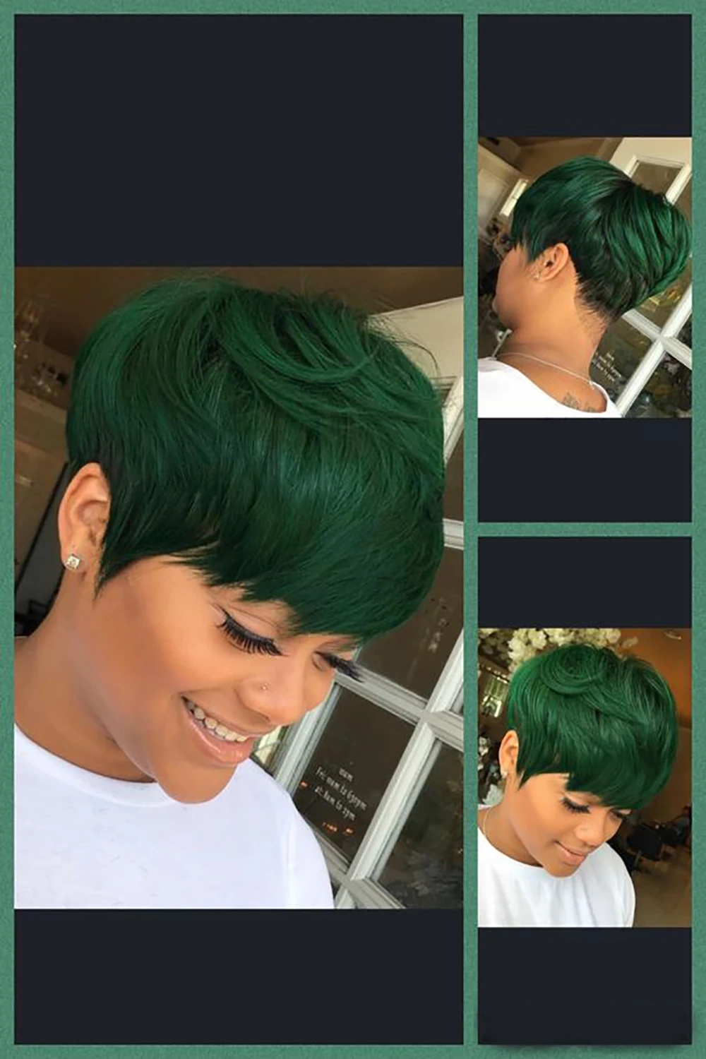 Nicelatus Short Synthetic Wigs for Black Women Short Ombre Black Green Wig Short Pixie Cut Wig Short Hairstyles Wigs for Women
Nicelatus Short Synthetic Wigs for Black Women Short Ombre Black Green Wig Short Pixie Cut Wig Short Hairstyles Wigs for Women