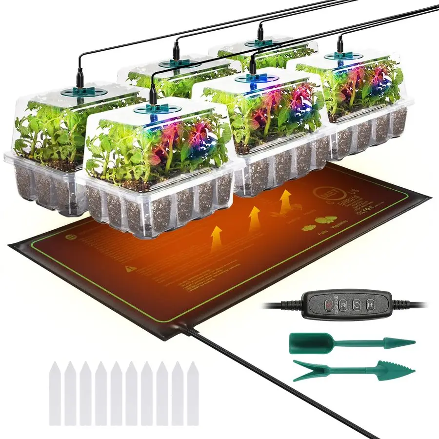 Seed Starter Trays with Grow Lights amp Heat Mat, 72 Cells Seed Starter Kit, 3 Lighting Mode, 4 Timing, Germination Kit with Hum
Seed Starter Trays with Grow Lights amp Heat Mat, 72 Cells Seed Starter Kit, 3 Lighting Mode, 4 Timing, Germination Kit with Hum