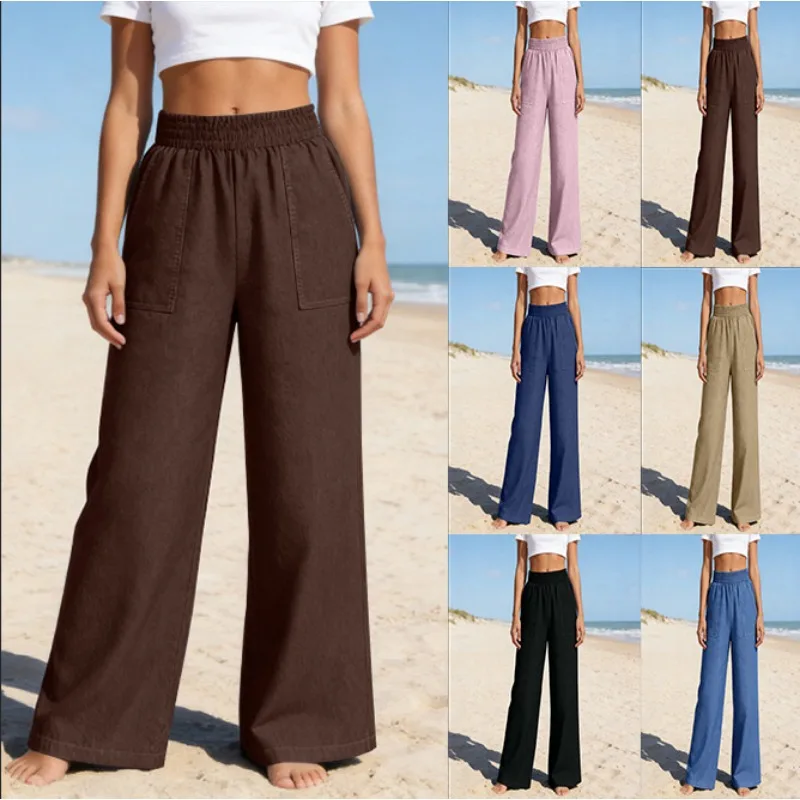 Women's High Waisted Wide Leg Jeans Elastic Waist Loose Fit Solid Color Casual Trousers
Women's High Waisted Wide Leg Jeans Elastic Waist Loose Fit Solid Color Casual Trousers