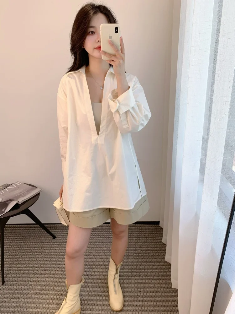 Casual Cotton V-neck Women's Shirt Deep V-neck Pure Cotton Spring Summer New 2026 Thoey Chen Breathable Comfortable Long Sleeve
Casual Cotton V-neck Women's Shirt Deep V-neck Pure Cotton Spring Summer New 2026 Thoey Chen Breathable Comfortable Long Sleeve
