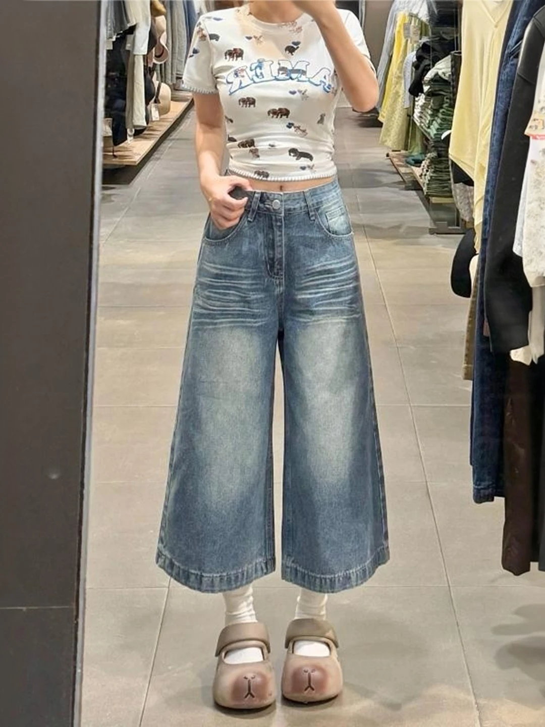 American Style Retro Wide Leg Seven-Foot Jeans Women plus Size Summer Loose Straight Cut High Waist Commute Style Denim Pants
American Style Retro Wide Leg Seven-Foot Jeans Women plus Size Summer Loose Straight Cut High Waist Commute Style Denim Pants