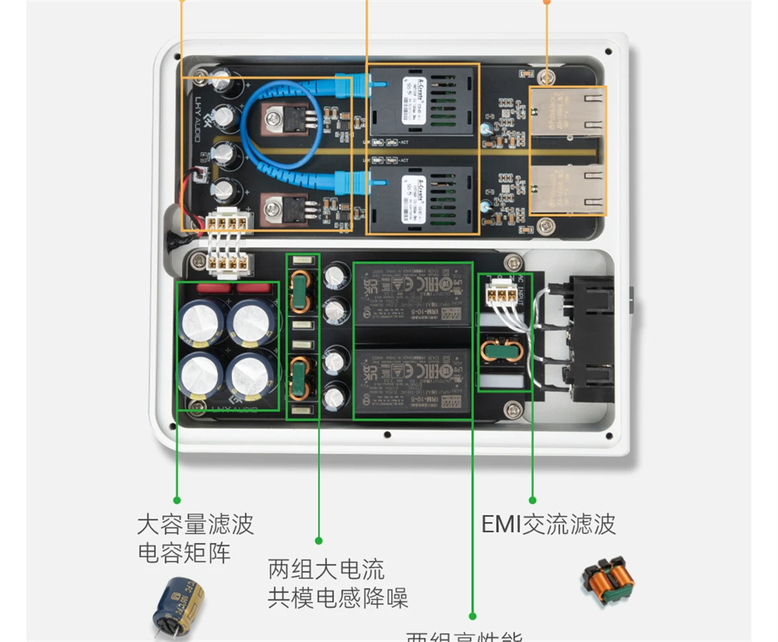 LHY EFI Audio dedicated optoelectronic isolator network signal noise purification filtering linear power supply 1000/100/10 Mbps
LHY EFI Audio dedicated optoelectronic isolator network signal noise purification filtering linear power supply 1000/100/10 Mbps