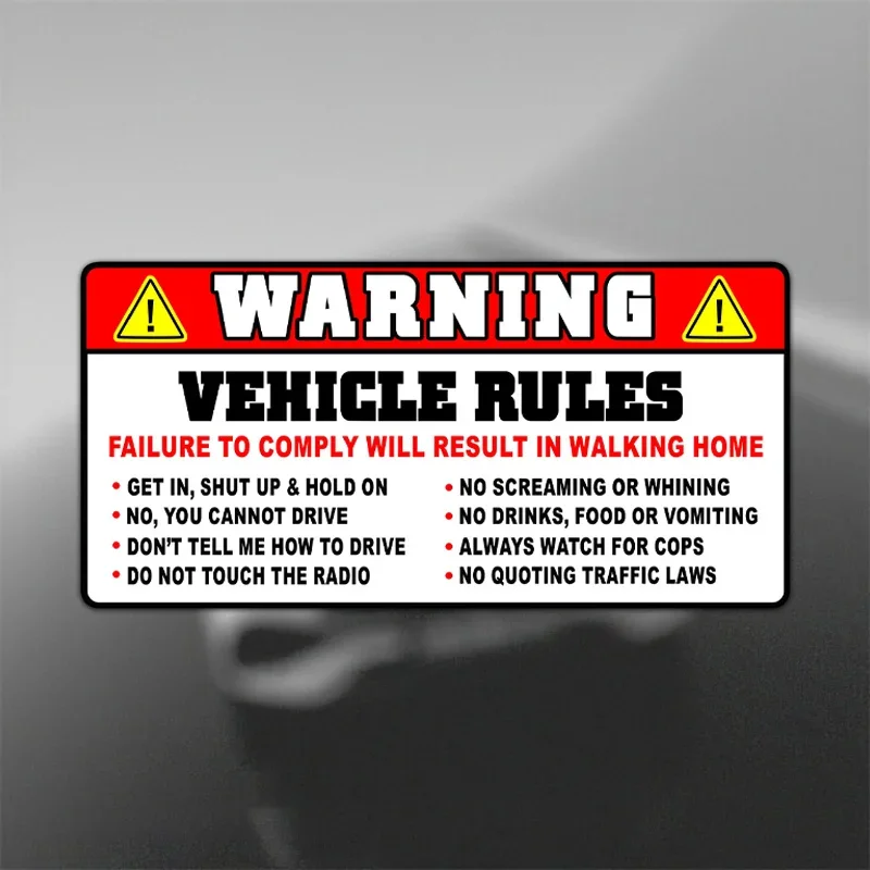 Funny Vehicle Safety Warning Car Rules Sticker Decal Adhesive Vinyl for Auto Truck Window Bumper Body Styling
Funny Vehicle Safety Warning Car Rules Sticker Decal Adhesive Vinyl for Auto Truck Window Bumper Body Styling