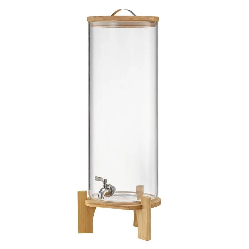 Glass Drink Container 3.5 Gallon For Parties Gatherings Celebrations, Wood Base Metal Tap Clear Jar Large Capacity Beverage Pot
Glass Drink Container 3.5 Gallon For Parties Gatherings Celebrations, Wood Base Metal Tap Clear Jar Large Capacity Beverage Pot