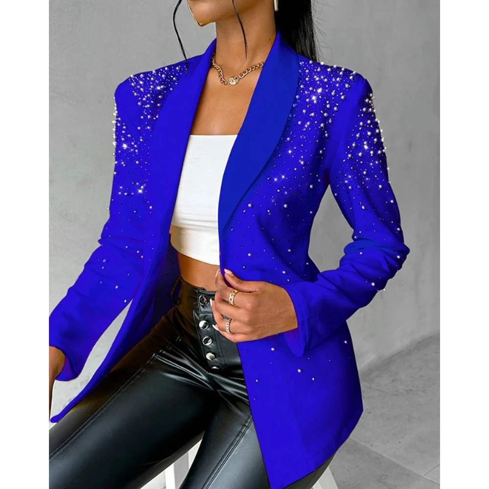 New Fashion Autumn Women Beaded Design Blazer Coat Femme Long Sleeve Elegant Office Lady Work Wear Jacket Suits Outfits traf
New Fashion Autumn Women Beaded Design Blazer Coat Femme Long Sleeve Elegant Office Lady Work Wear Jacket Suits Outfits traf