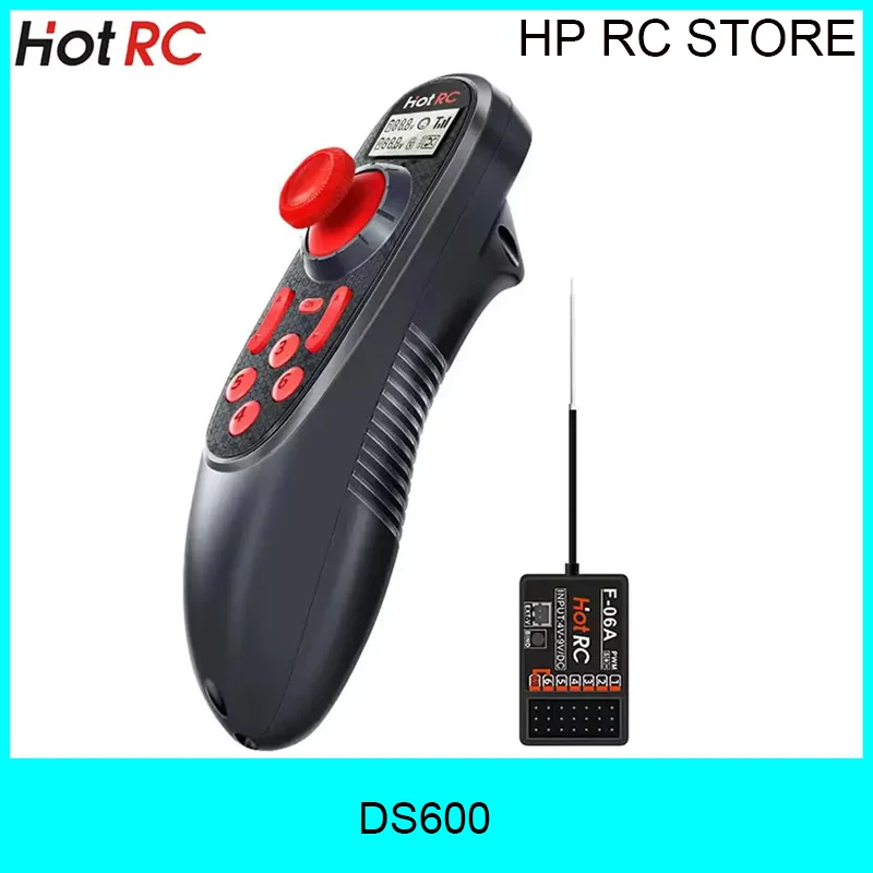 HOTRC DS-600 6CH 2.4GHz Radio System Transmitter Remote Controller with F-06A 6 Channel Receiver for RC Boat Model