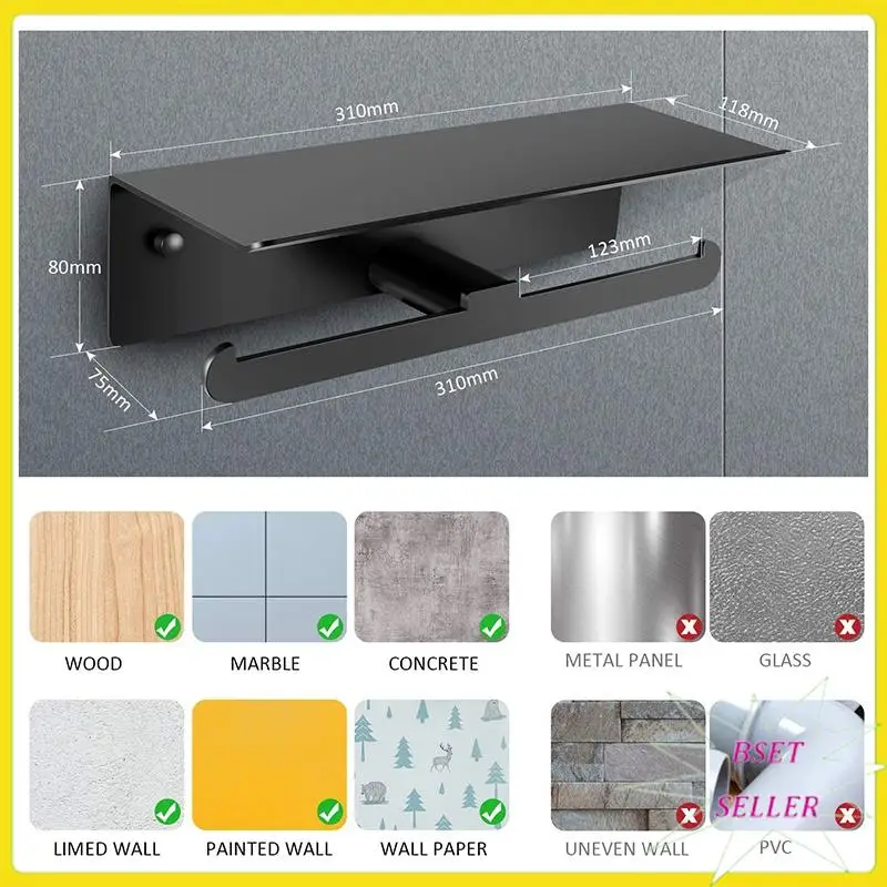 A010 Toilet Roll Holder-Wall Mounted Toilet Roll Holders With Double Rolls For All Kinds Of Toilet Paper, Shelf
A010 Toilet Roll Holder-Wall Mounted Toilet Roll Holders With Double Rolls For All Kinds Of Toilet Paper, Shelf