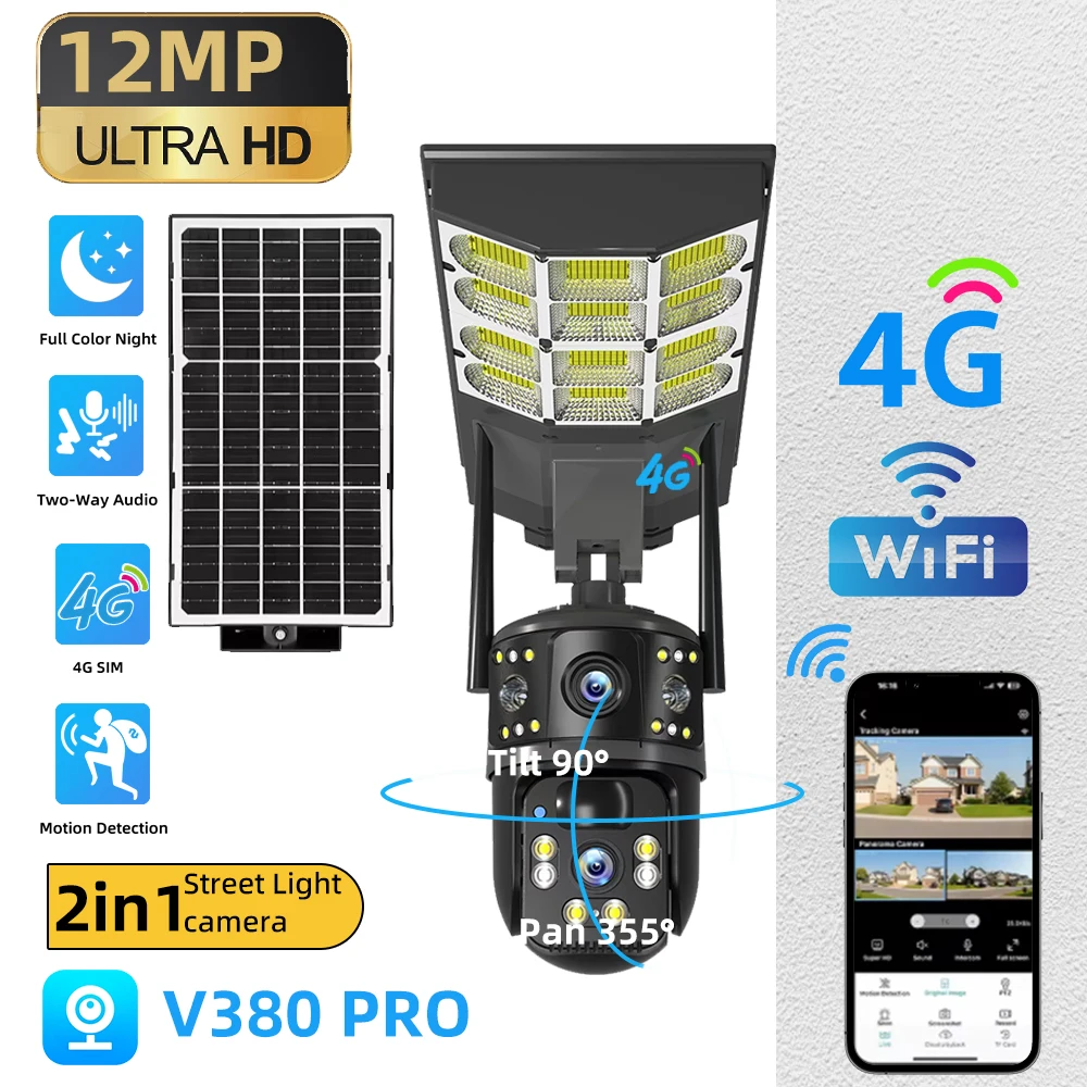 IP-камера V380Pro 4G, качественный продукт, солнечный уличный фонарь, встроенный 12 МП, 8 К, трехэкран, защита, видеонаблюдение
IP-камера V380Pro 4G, качественный продукт, солнечный уличный фонарь, встроенный 12 МП, 8 К, трехэкран, защита, видеонаблюдение