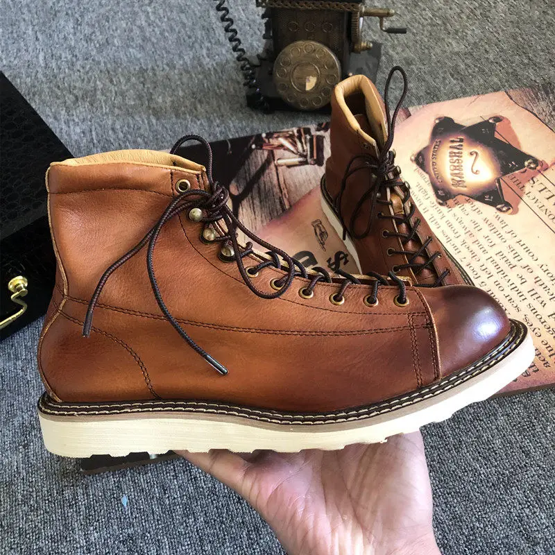 Custom Plus-size Handmade Men Shoes Genuine Leather Lace-up Retro High-top Work Boots Outdoor Hiking Ankle Safety Boots
Custom Plus-size Handmade Men Shoes Genuine Leather Lace-up Retro High-top Work Boots Outdoor Hiking Ankle Safety Boots