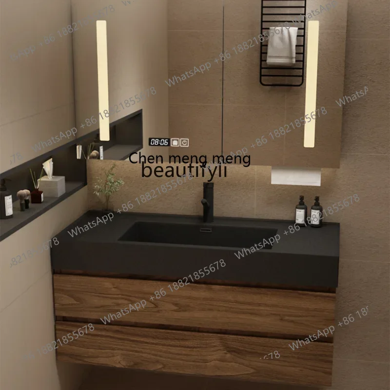 xzBlack Walnut Color Bathroom Cabinet Combination Bathroom Table Sink Rock Integrated Washbasin Sanitary Ware Nordic
xzBlack Walnut Color Bathroom Cabinet Combination Bathroom Table Sink Rock Integrated Washbasin Sanitary Ware Nordic