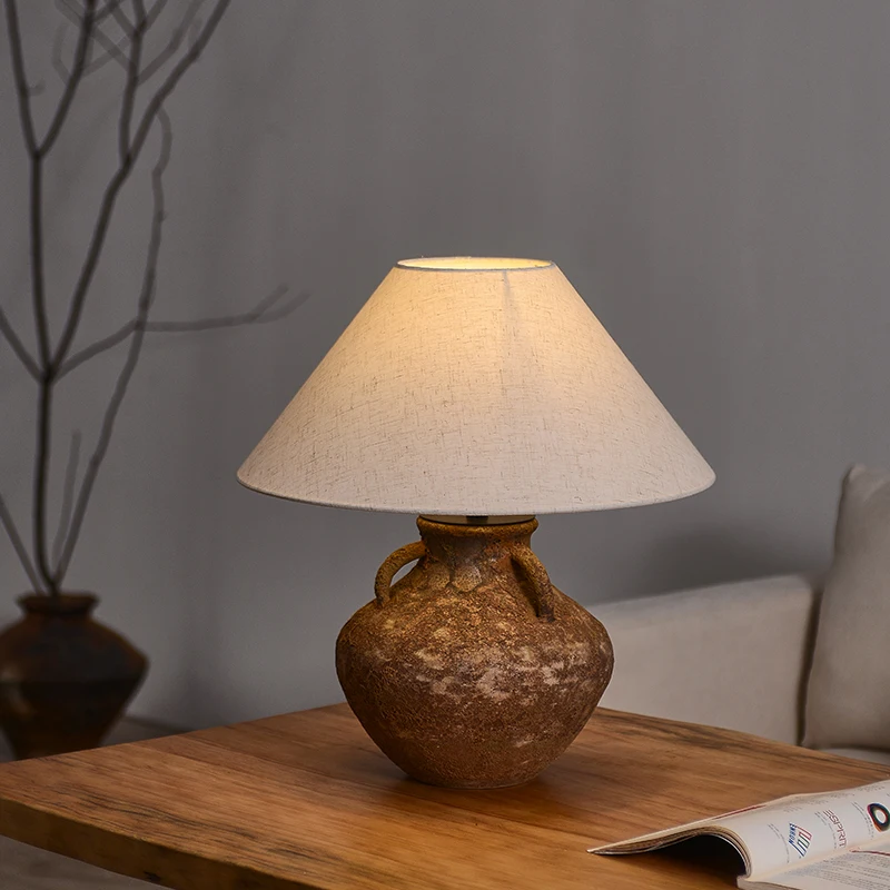 Wabi-sabi wind table Japanese handmade coarse pottery pot Zen table lamp retro return to nature homestay decoration living room
Wabi-sabi wind table Japanese handmade coarse pottery pot Zen table lamp retro return to nature homestay decoration living room