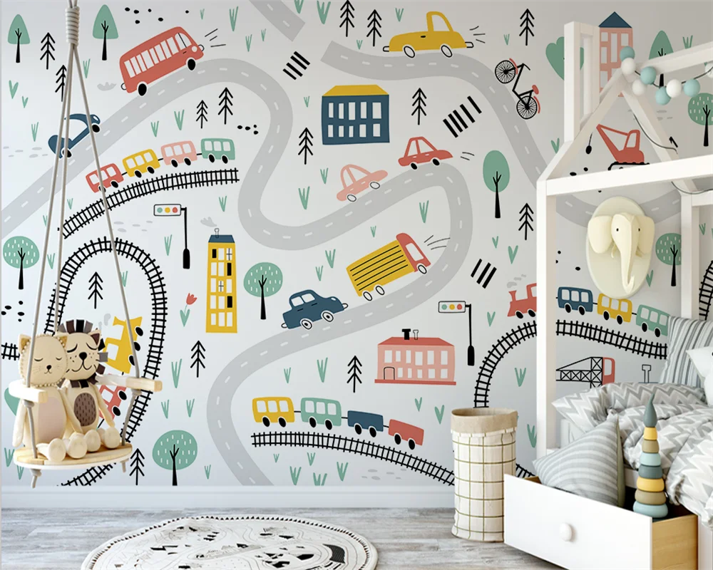 beibehang Custom new Nordic hand-painted cartoon car road children's room interior background papel de parede 3d wallpaper
beibehang Custom new Nordic hand-painted cartoon car road children's room interior background papel de parede 3d wallpaper
