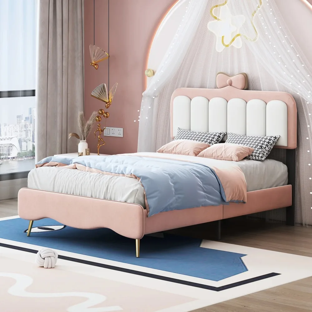 Pink Twin Bed Frame for Kids, Cartoon Twin Size Bed with Headboard for Girls, Upholstered Twins Size Platform Beds Frame
Pink Twin Bed Frame for Kids, Cartoon Twin Size Bed with Headboard for Girls, Upholstered Twins Size Platform Beds Frame