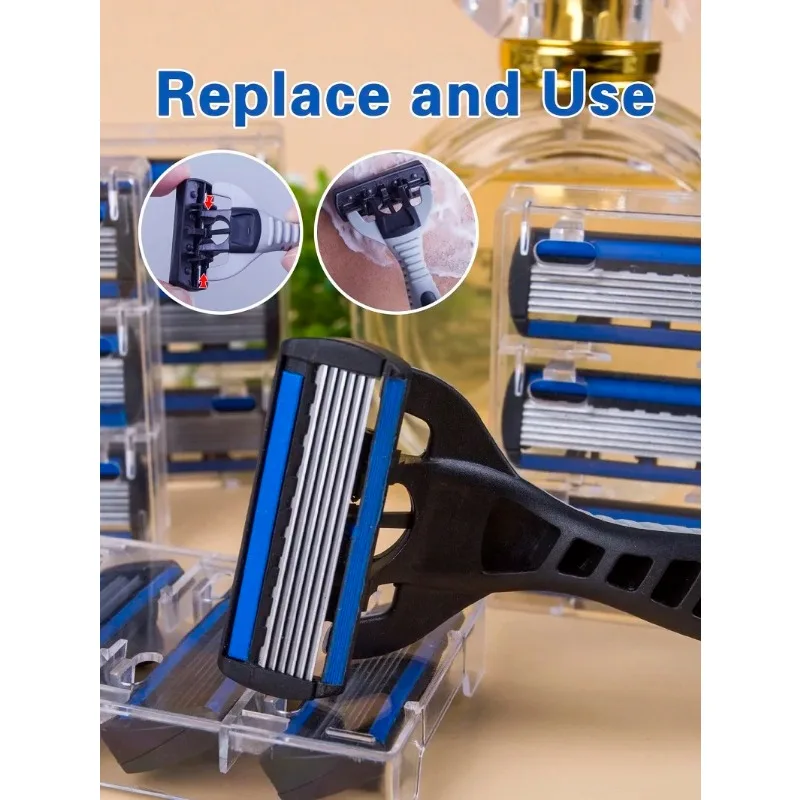 1 Handle + 3 Blades/ Men Women Manual Safety Razor 6-Layer Stainless Steel Hair Removal Shaving Replaceable Shaver Head
1 Handle + 3 Blades/ Men Women Manual Safety Razor 6-Layer Stainless Steel Hair Removal Shaving Replaceable Shaver Head