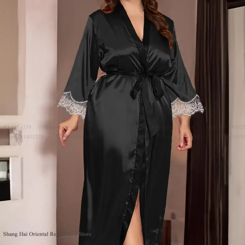 Oversize 3XL-5XL Long Robe Dress for Women Kimono Bathrobe Gown Spring Summer New Sleepwear Home Dress Loose Satin Nightgown
Oversize 3XL-5XL Long Robe Dress for Women Kimono Bathrobe Gown Spring Summer New Sleepwear Home Dress Loose Satin Nightgown