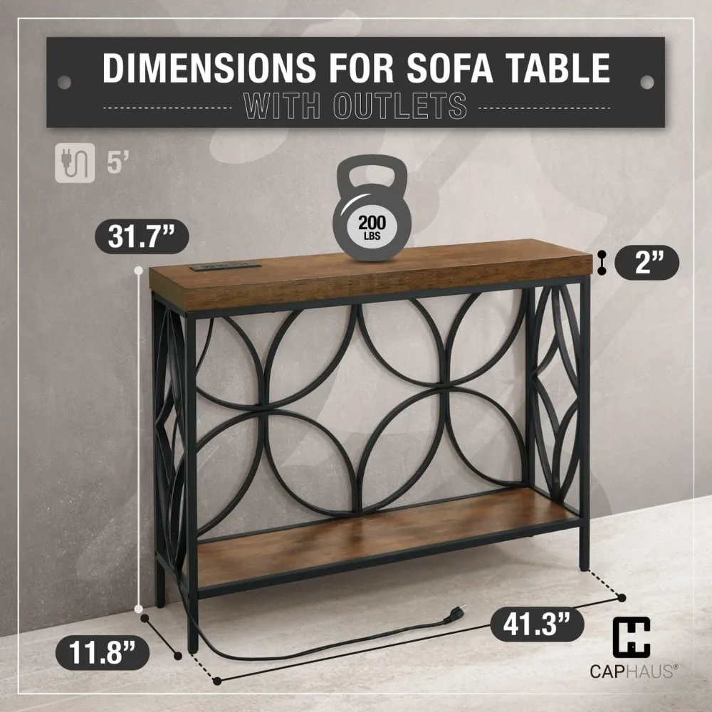 41” 2-Tier Industrial Sofa Console Thick Table w/Storage & Charging Station, Entrance Tableau w/ 2 Outlets, USB & Type-C Ports
41” 2-Tier Industrial Sofa Console Thick Table w/Storage & Charging Station, Entrance Tableau w/ 2 Outlets, USB & Type-C Ports