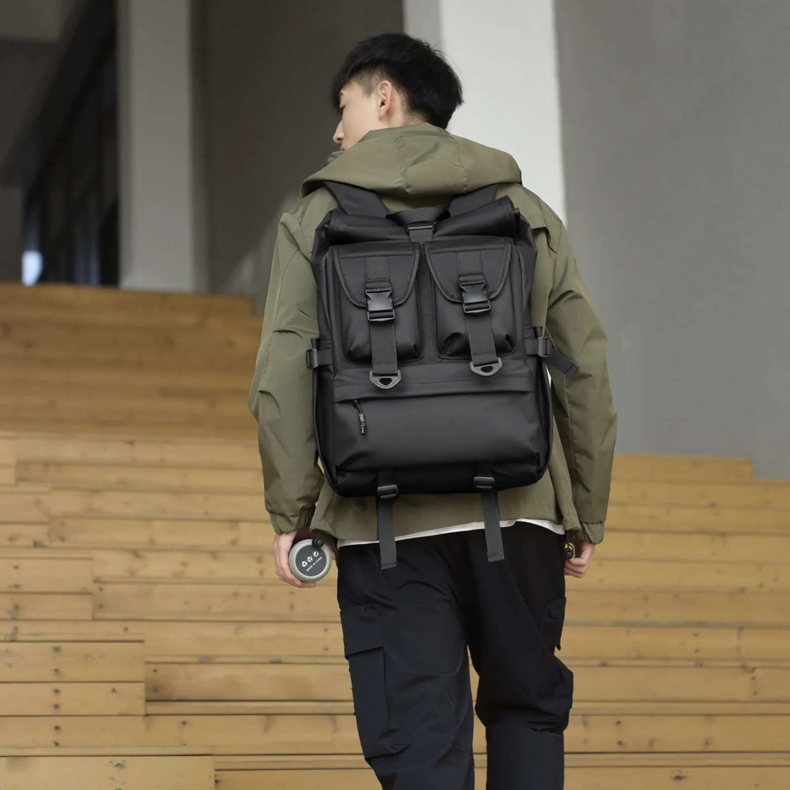 Techwear Roll Top Backpack Waterproof Oxford Daypack with Side-Access 15.6" Laptop Sleeve & Multiple Pocket for Work Travel Gift
Techwear Roll Top Backpack Waterproof Oxford Daypack with Side-Access 15.6" Laptop Sleeve & Multiple Pocket for Work Travel Gift
