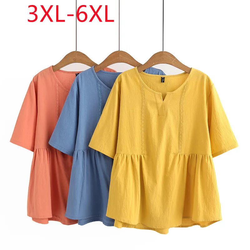New 2023 Ladies Summer Plus Size Tops For Women Large Size Short Sleeve O-neck Yellow T-shirt 3XL 4XL 5XL 6XL
New 2023 Ladies Summer Plus Size Tops For Women Large Size Short Sleeve O-neck Yellow T-shirt 3XL 4XL 5XL 6XL
