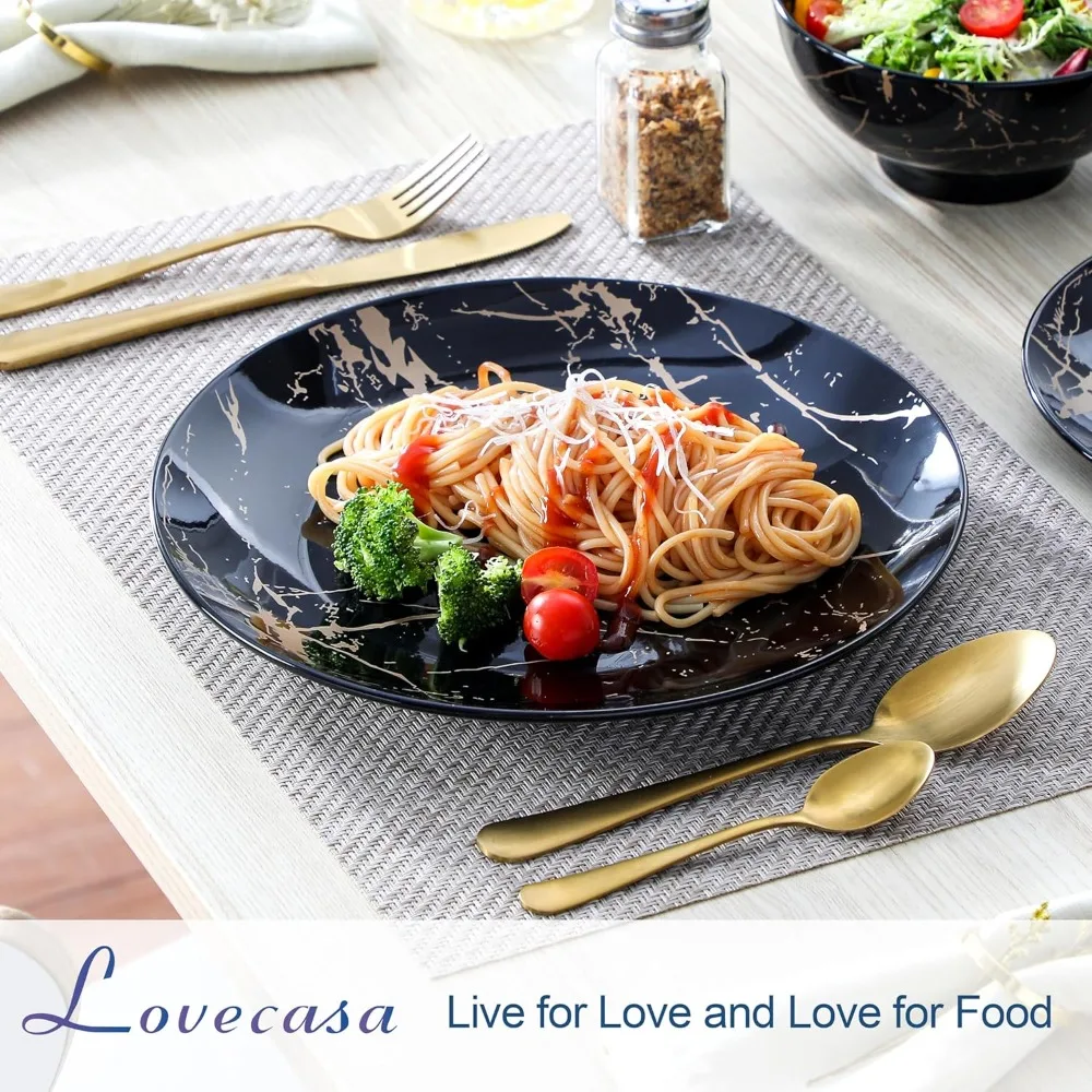 NEW - Plates and Bowls Sets for 4, 12 Pieces Porcelain Dinnerware Sets, Black and Gold Dish Set Gold Splash Dishware
NEW - Plates and Bowls Sets for 4, 12 Pieces Porcelain Dinnerware Sets, Black and Gold Dish Set Gold Splash Dishware