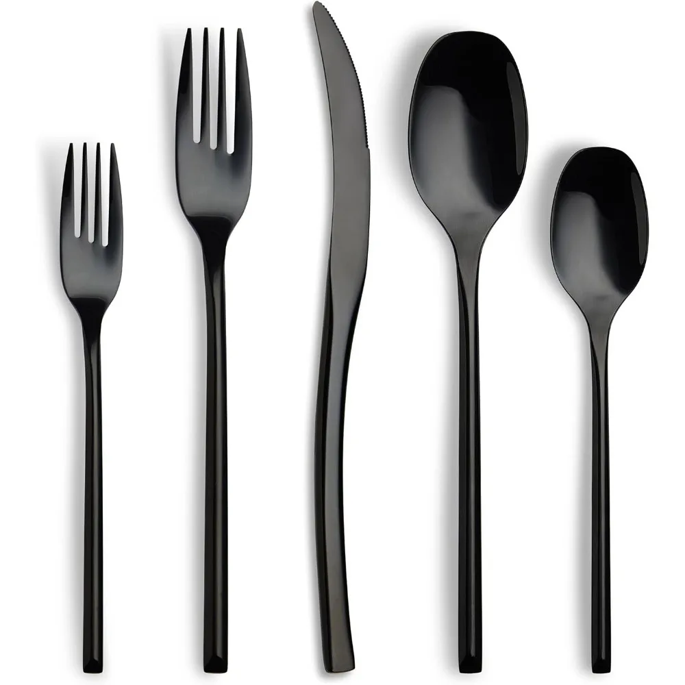 20-Piece Black Silverware Set for 4,Modern 18/10 Stainless Steel Flatware Set,Luxury Cutlery Set,Unique Utensils Set for Restaur
20-Piece Black Silverware Set for 4,Modern 18/10 Stainless Steel Flatware Set,Luxury Cutlery Set,Unique Utensils Set for Restaur