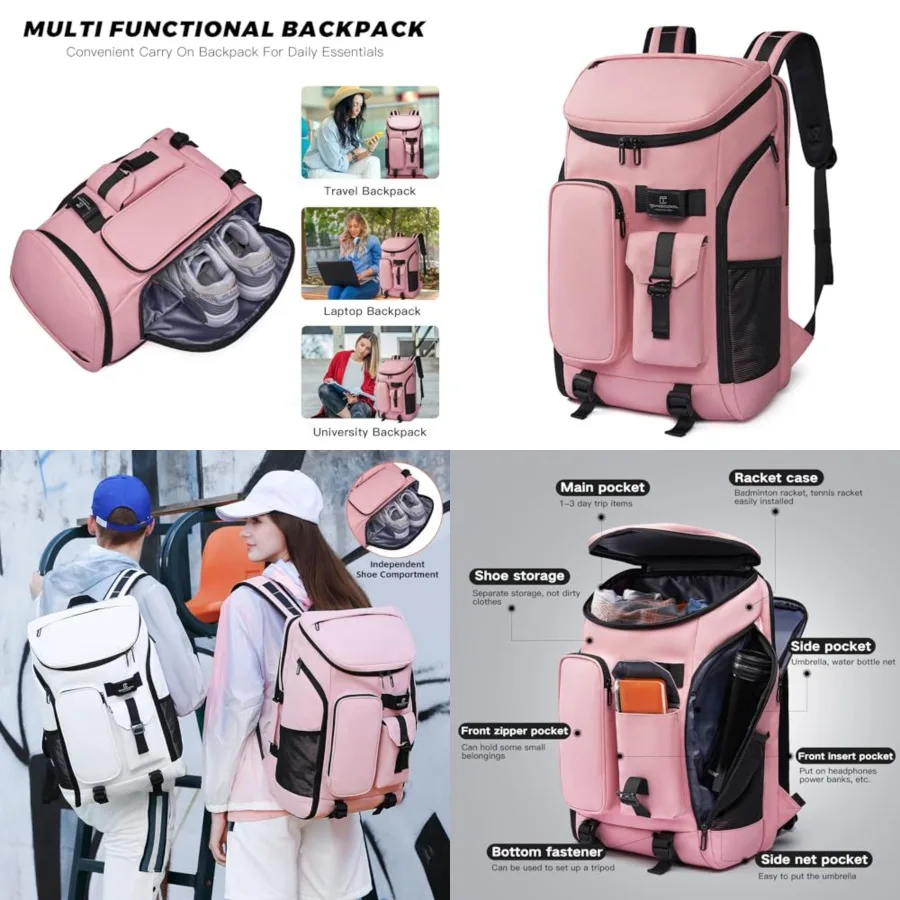 Carry on Travel Backpack for Men Women, 30L Multi-Pocket 17.3inch Laptop Backpack, Sports Gym Tennis Badminton Backpack with Sh
Carry on Travel Backpack for Men Women, 30L Multi-Pocket 17.3inch Laptop Backpack, Sports Gym Tennis Badminton Backpack with Sh