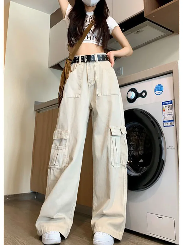 American Style High Street Cargo Pants Women Spring Autumn High Waist Loose Casual Leg Wide Pants Fashion Trend Jeans
American Style High Street Cargo Pants Women Spring Autumn High Waist Loose Casual Leg Wide Pants Fashion Trend Jeans