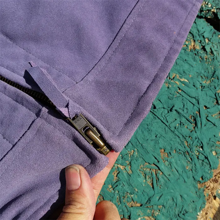 Men Purple Suede Cowhide Genuine Leather Jacket Mendoza Moon Pocket Lapel Fashion Biker Coat 160 S4b2c8fb9cffc47308820b17a5f521edd2