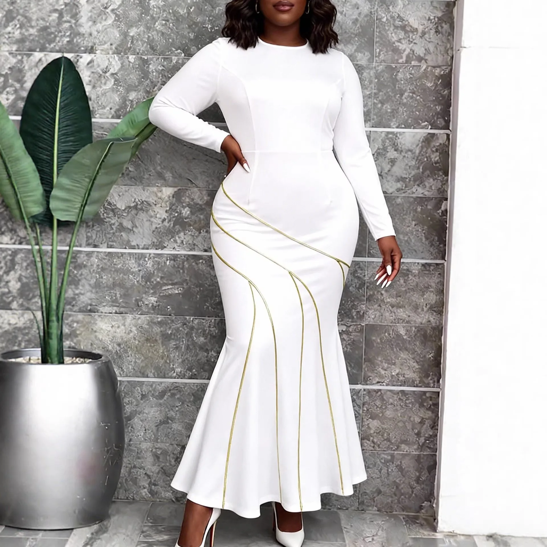 African Women Long Sleeve O-neck White Polyester Plus Size Spring Summer Party Evening Bodycon Long Maxi Dress Outfits 2026
African Women Long Sleeve O-neck White Polyester Plus Size Spring Summer Party Evening Bodycon Long Maxi Dress Outfits 2026
