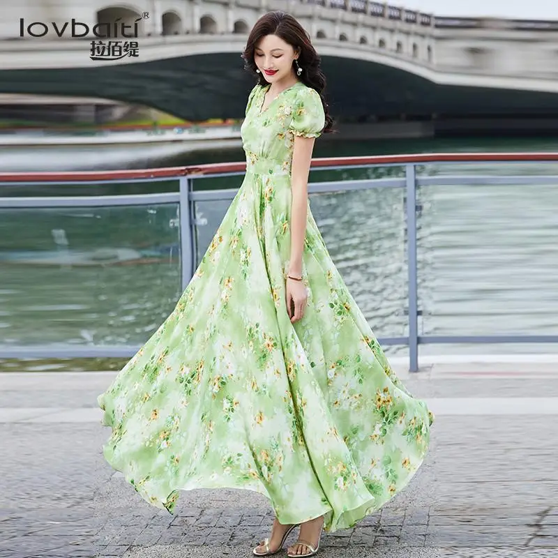2022 Summer new dress women's summer new Chiffon floral temperament holiday big swing long dress
2022 Summer new dress women's summer new Chiffon floral temperament holiday big swing long dress