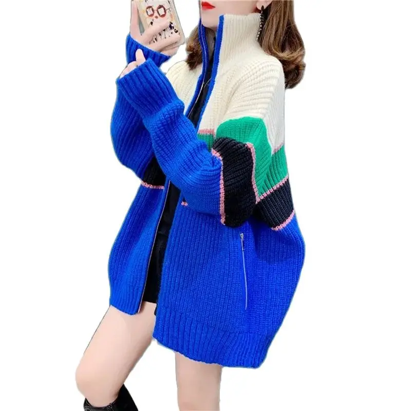 Fashion Color Matching Loose Sweater Women Cardigan 2022 New Spring Autumn Wild Pocket Lazy Wind Knitting Sweater Female Coat
Fashion Color Matching Loose Sweater Women Cardigan 2022 New Spring Autumn Wild Pocket Lazy Wind Knitting Sweater Female Coat