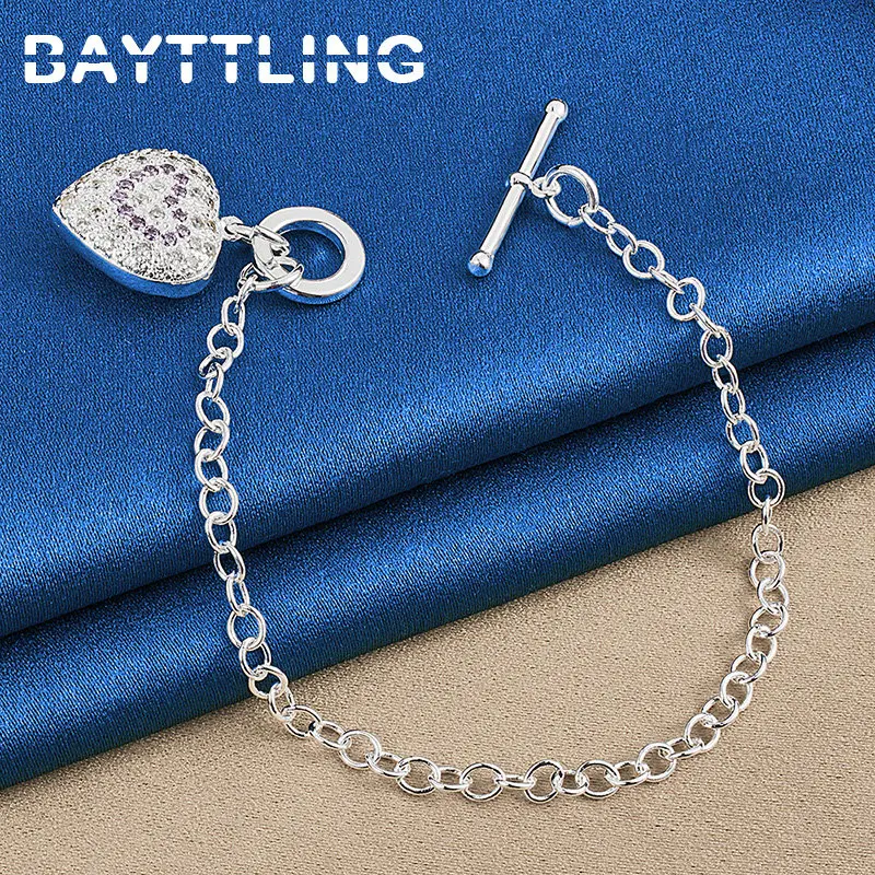 BAYTTLING 925 Sterling Silver 8 Inches Beautiful Heart Zircon Bracelet For Women Fashion Charm Wedding Gift Jewelry
BAYTTLING 925 Sterling Silver 8 Inches Beautiful Heart Zircon Bracelet For Women Fashion Charm Wedding Gift Jewelry