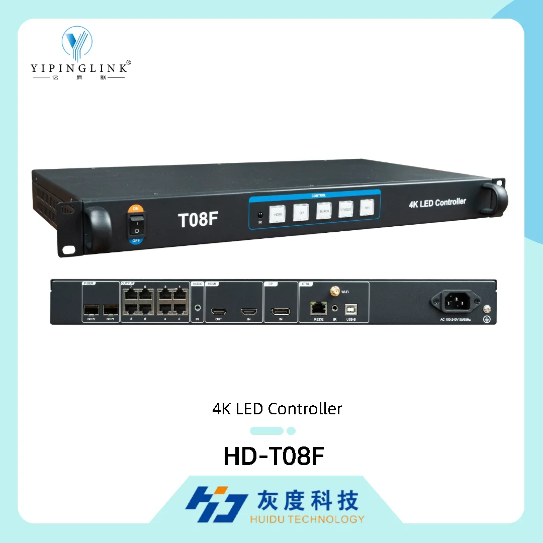 HUIDU 4K LED Controller HD-T08F LED Display 4K Synchronous Sending Box Support 5.2 Million Pixels for Hotel Bar LED Screen
HUIDU 4K LED Controller HD-T08F LED Display 4K Synchronous Sending Box Support 5.2 Million Pixels for Hotel Bar LED Screen