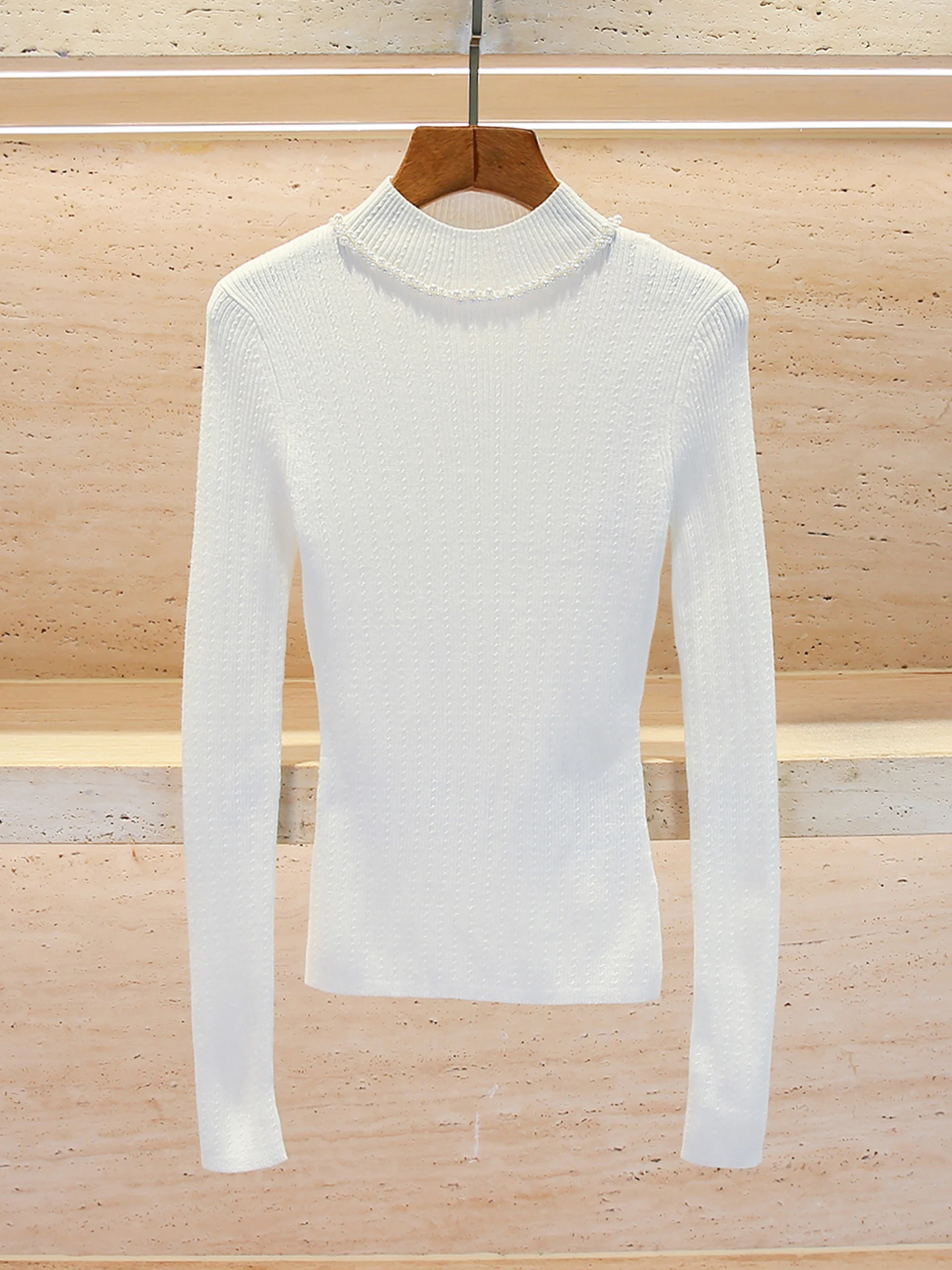 Ele Высококачественный женский вязаный топ с нежным ветром и бисером, с высоким воротником, облегающий крой, осень-зима, Faion Commute Sle
Ele Высококачественный женский вязаный топ с нежным ветром и бисером, с высоким воротником, облегающий крой, осень-зима, Faion Commute Sle