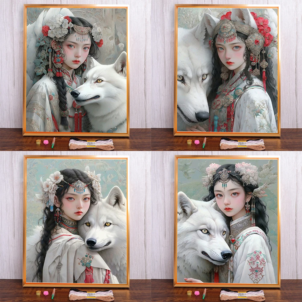 Princess And Wolf Printed Cross-Stitch Patterns Embroidery DMC Threads Sewing Handicraft Craft Hobby For Adults Wholesale Design
Princess And Wolf Printed Cross-Stitch Patterns Embroidery DMC Threads Sewing Handicraft Craft Hobby For Adults Wholesale Design