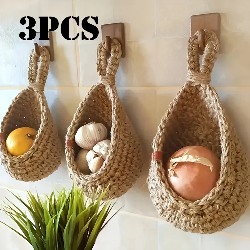 3pcs Wall Hanging Baskets Fruit and Vegetable Storage Hooks for Kitchen and Onion Rack Home and Restaurant Decoration Organizer
3pcs Wall Hanging Baskets Fruit and Vegetable Storage Hooks for Kitchen and Onion Rack Home and Restaurant Decoration Organizer